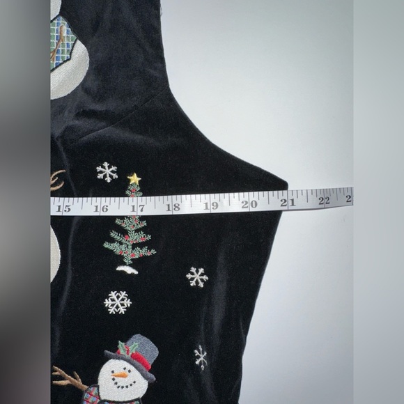 Talbots Women’s Vintage Black Velvet Snowman Vest M Petite Holiday Christmas - Picture 4 of 7